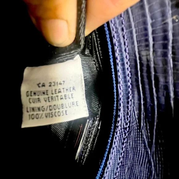 Talbots Alligator Print Leather Handbag Made in Italy. Brilliant Blue! - Picture 6 of 6